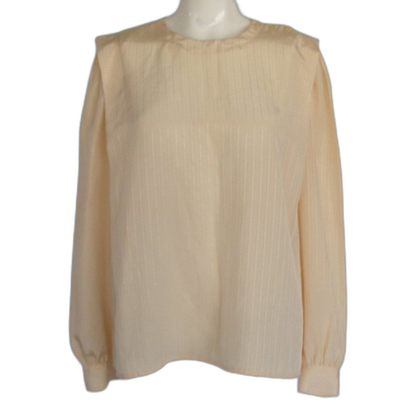 Anne Klein Blouse/Top, XL, Statement Shoulders, Buttery Yellow, Long sleeves - Picture 8 of 12